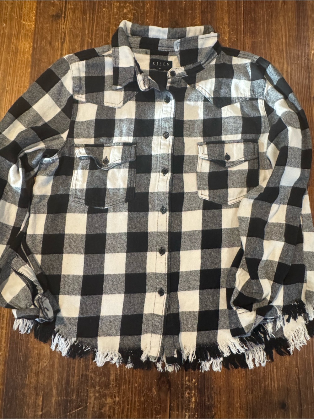 Risen LA Black & White Buffalo Check Men’s Button-Up Shirt